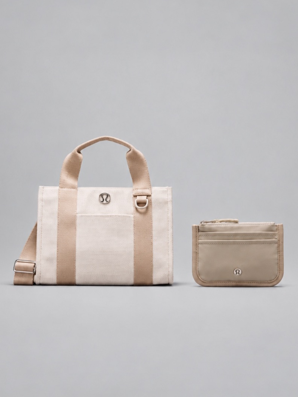 Lululemon Two-Tone Canvas Tote Bag *Mini 4.5L & Card Case - Mojave Tan/Raw Linen